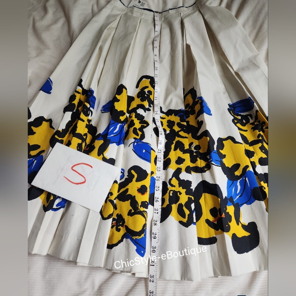 Zara Printed Pleated Midi Skirt Zw Collection Ecru/floral Blue Yellow BNWT - Picture 11 of 16